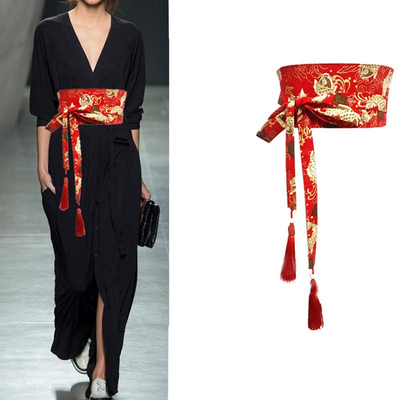thefancypumpkin Japanese Yukata Kimono Obi With Tassel Belt Harajuku Waistband-V6 - Image 2
